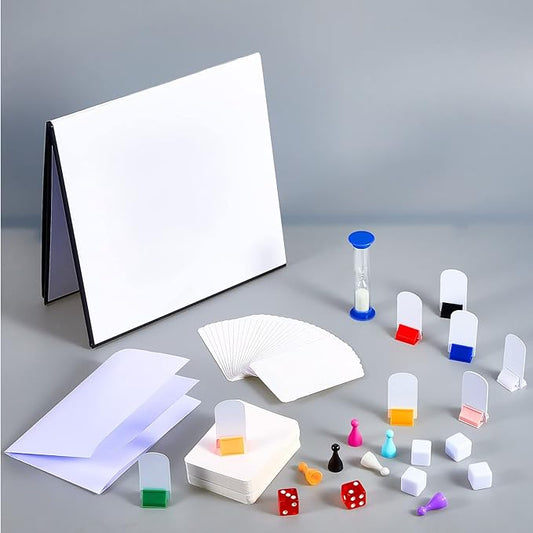 Deekin 131 Pcs DIY Create Your Own Board Game Kit with Blank Playing Cards, Foldable Blank Game Board, Dice, Pieces, Playing Card Stands, Rule Sheet, Sand Time
