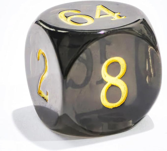Big Translucent Backgammon Doubling Cube Dice 30MM, Large Backgammon Doubling Number Dice 1 3/16", Translucent Smoke