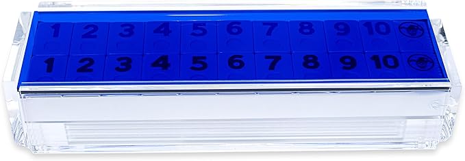 Luxury Rummy Tile Set Game in Handmade Acrylic Case with 4 Racks Included (Blue)