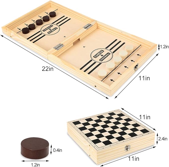 Fast Sling Puck Game Paced, Table Desktop Battle,Winner Board Games Toys for Adults Parent-Child Interactive Chess Toy Board Table Game (Large-Foldable)