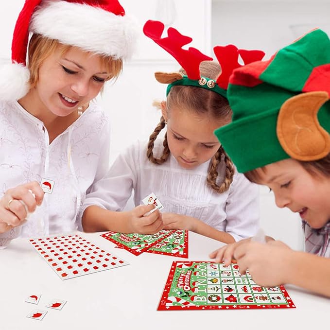 CCINEE Christmas Bingo Game for Kids,Xmas Bingo cards for Adults Large Group Activities Party Favor Supplies,32 Players