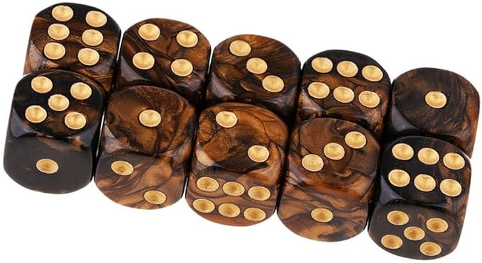 20PCS Polyhedral Dice D6 Dice 16mm Acrylic 6 Sided Dice Game Dice for RPG MTG DND Dice Table Games (Green Black and Black Gold)