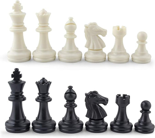 DINOBROS Chess Pieces Only Magnetic Plastic Chessman Set for Replacement of Missing Pieces - Complete Set of 32 Unweighted Game Pawns