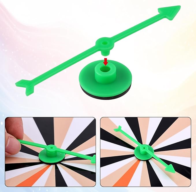 12pcs Arrow Game Spinners, 4 Colors Plastic Spinner Game Pointer Accessories Magnetic Spinners for Classroom Board Game Spinners for Activities DIY Projects (Green, Yellow, White, Blue)