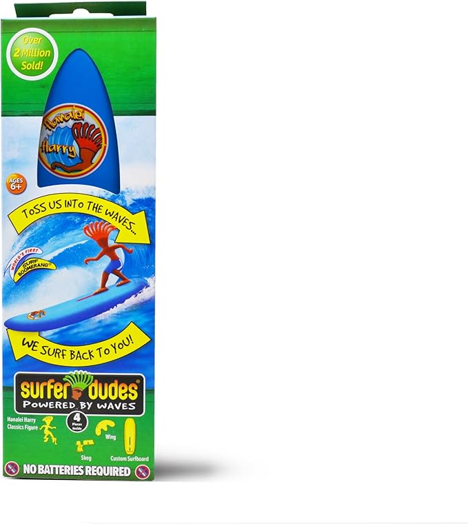 Surfer Dudes Classics Wave Powered Mini-Surfer and Surfboard Toy - Hanalei Harry