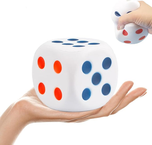Large Dice Stress Ball 6-Sided with Dots 3.14 Inches Foam Dice Squishies Toys for Kids Blank Board Game,to Get Your Lucky Numbers!