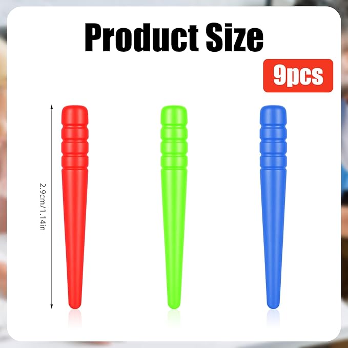 9PCS Plastic Replacement Cribbage Pegs, Cribbage Board Pins/Cribbage Board Pegs, 1/8 Inch Holes Cribbage Pins Accessories for Traditional Cribbage Board Game (Red, Blue, Green)