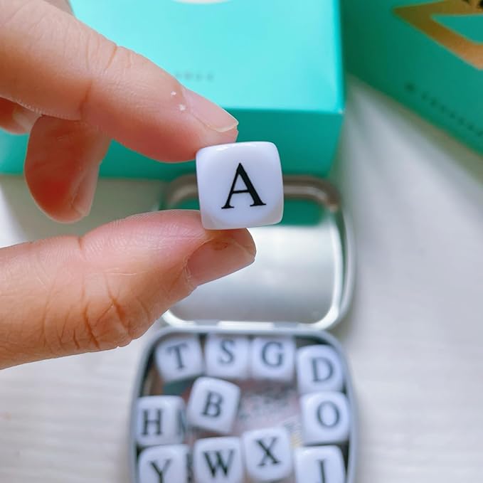 Crossword Solitaire Dice Game, Puzzle Word Game with Letter Dice, Dice Games for Adults Kids, Travel Alphabet Spelling Board Game with Small Case