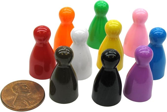 Set of 10 Halma 25mm Pawn Peg Game Pieces Multicolor