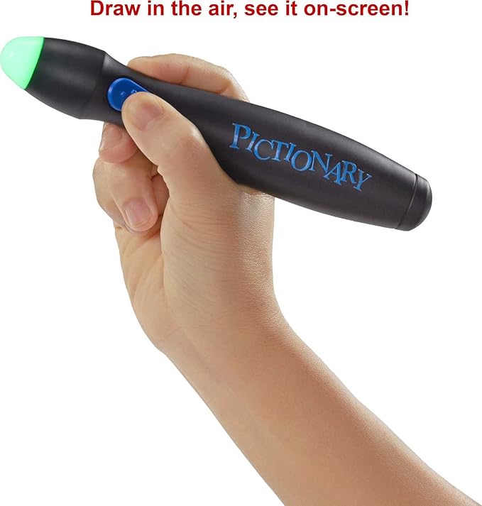 Mattel Games Pictionary Air Kids Vs. Grown-Ups Family Game for Game Night with Light Pen and Clue Cards, Connect to Smart Devices