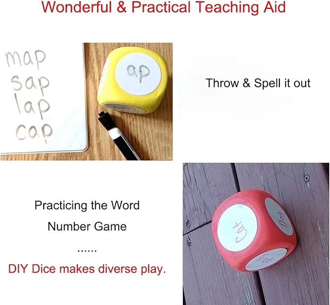 Asixxsix Dry Erase Block, 4x4 Inches Large Write on Wipe Off Dry Erase Dice Multipurpose Educational Dice Dry Erase Cube, Draw Letters Numbers, White Board Dice Cube for Classroom, Game, Kids(Red)