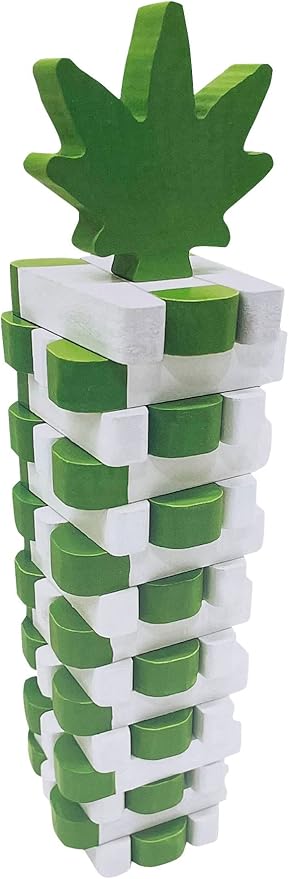 Island Dogs Stack The Joints - The Ultimate Stoner Game! 45 Green and Whitewood Stacking Pieces with a Pot Leaf Topper - Perfect Weed Game for Men and Women