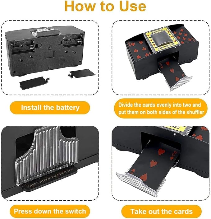 Nileole 2 Decks Automatic Card Shuffler, Battery-Powered Shuffler for UNO, Phase10, Texas Hold'em, Poker, Home Card Games, Blackjack, Party Club
