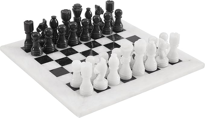 Radicaln Marble Chess Set 12 Inches White and Black Handmade Chess Sets for Games for Adults - 1 Chess Board & 32 Chess Pieces 2 Player Games - Travel Chess Board Game