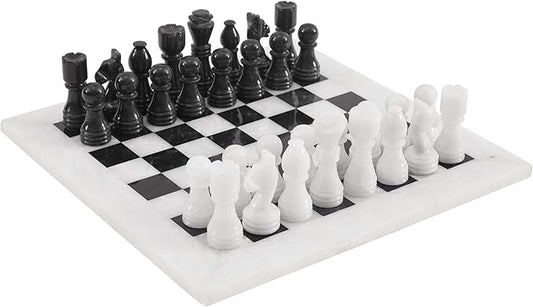 Radicaln Marble Chess Set 12 Inches White and Black Handmade Chess Sets for Games for Adults - 1 Chess Board & 32 Chess Pieces 2 Player Games - Travel Chess Board Game
