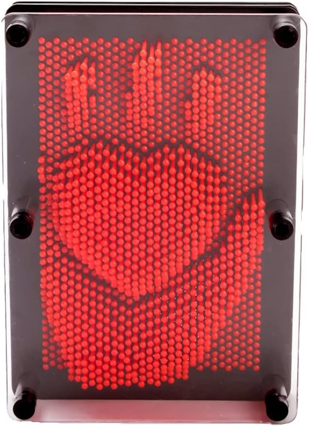 3D Pin Art Intellectual Fun Toy Red Plastic Pin Art Palm Board Push Pin Toy (Red-6 x 8 Inches)