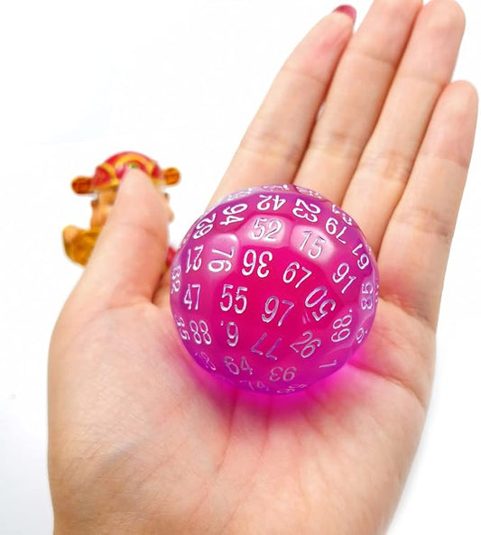Bescon Translucent Polyhedral Dice 100 Sides Dice, Transparent D100 die, 100 Sided Cube, D100 Game Dice,100-Sided Cube of Purple