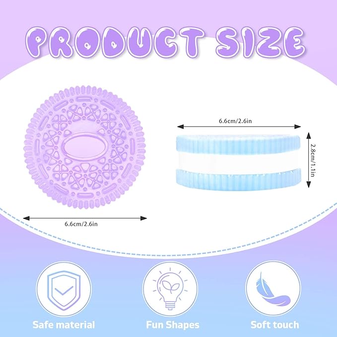 2 Packs Cookie Squishies Fidget Toys Adults, Squeeze Toys Sticky Sensory Toys for Kids with Autism, Stress Balls for Adults Fidgets Birthday Gifts Party Favors for Kids(Green Purple)
