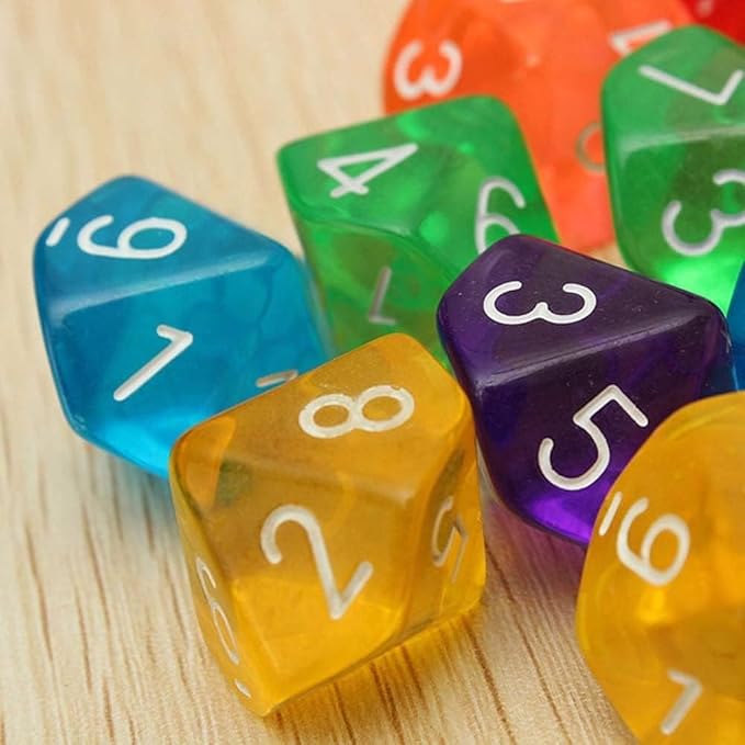 10 Pcs Red D10 Polyhedral Dice, 10 Sides Acrylic Dice Transparent Dice for Table Games, Role Playing, Family Party Favor,Dice and Accessories