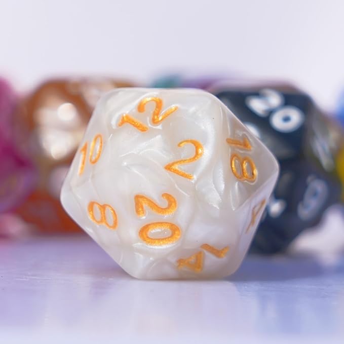 10PC D20 Polyhedral Dice Set 22mm for DND RPG MTG Table Games (Pearl Color Dice)
