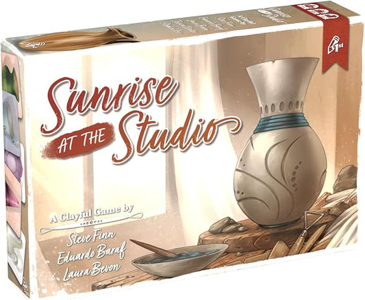 Pencil First Games: Sunrise at The Studio - Pottery Set Collection & Drafting Board Game, Cozy Small Box, Solo Mode, Ages 14+, 1-4 Players, 20 Min