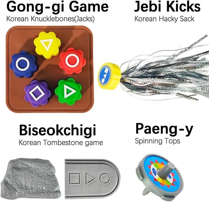 Gonggi Korean Traditional Folk Game Play Set,Gonggi Jack Stone Pebbles Set,Korean Traditional Play Game Including,Hand Eye Coordination Training Toy