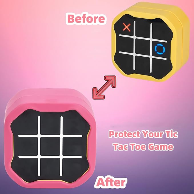 YouKnow Silicone Case Compatible with GiiKER Tic Tac Toe Bolt Game 3-in-1 Handheld Puzzle Game Console, Fidget Toys Board Games Cover for Kids and Adults (Case Only) (Pink)