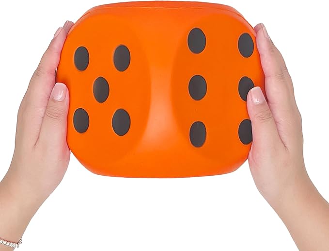 Giant 5.9 Inches Kawaii Foam Dice: A Fun-Filled, Educational Toy for Game Nights and Learning Sessions (Lucky Orange)