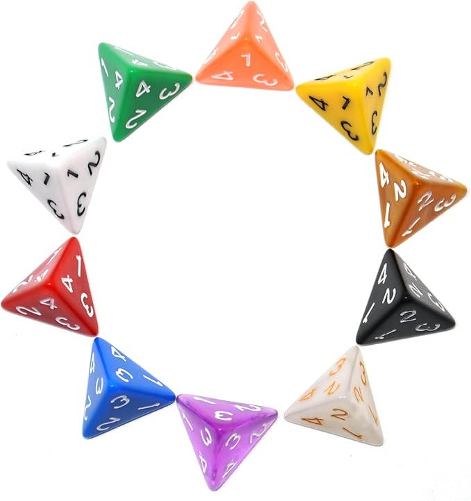 SmartDealsPro 10-Pack D4 D6 D8 D10 D12 Multi Colored Polyhedral Dice for for Dungeons and Dragons DND RPG MTG Table Games (Mix Color(Opaque&Pearl&Transparent, D4)