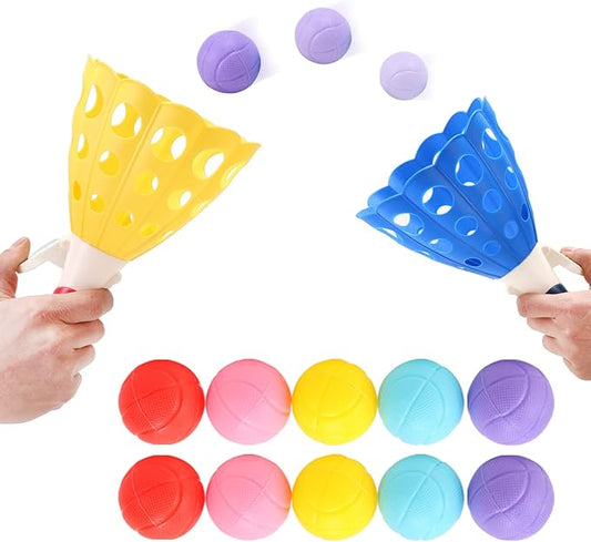 Kids Kids Ball Games with 2 Launch Baskets and 10 Balls, Indoor Game/Outdoor Game/Garden Game/Board Game/Fun PartyGame Toys, for 5 6 7 8 9 10 11 12 Year Old Boys Girls, Yellow Blue