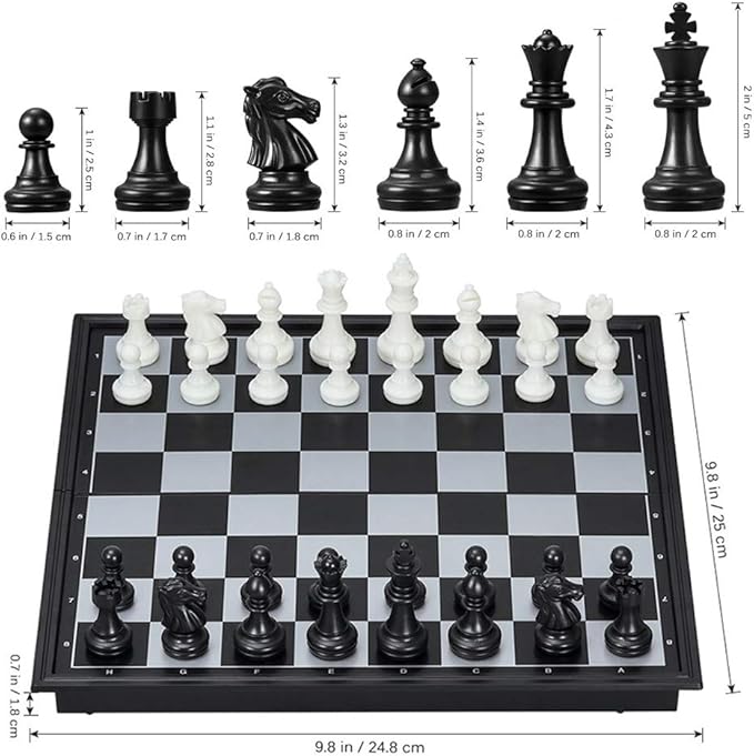 Travel Chess Set, 10 inch Magnetic Chess Board with 2 Extra Queen Portable Folding Board Chess Games for Kids, Adults