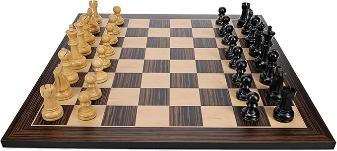 WE Games Bobby Fischer Ultimate Chess Set with Wooden Chess Board - Ebonized & Boxwood Chess Pieces, 3.75 in. King, 20.75 Inch Luxury Chess Set Perfect for Adults & Tournaments