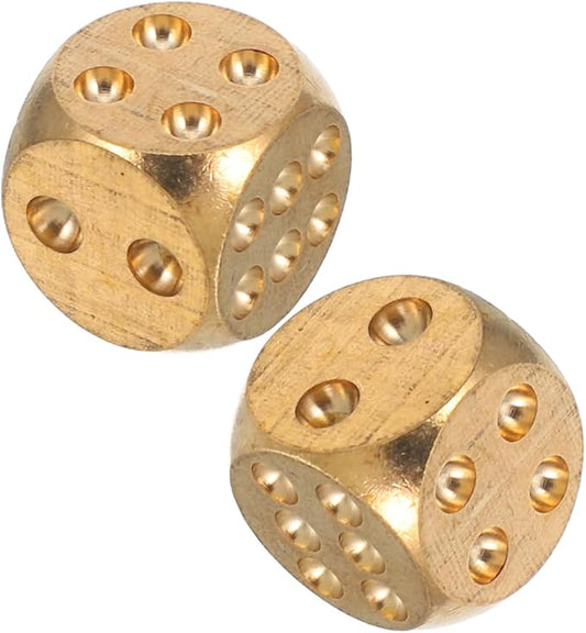 ARTIBETTER Rpg Dice 2 Pcs Metal Dices Brass Dice Poker Party Game Toy Dice for Tables Board Game Poker Party Role Playing Games Golden Role Playing Dice