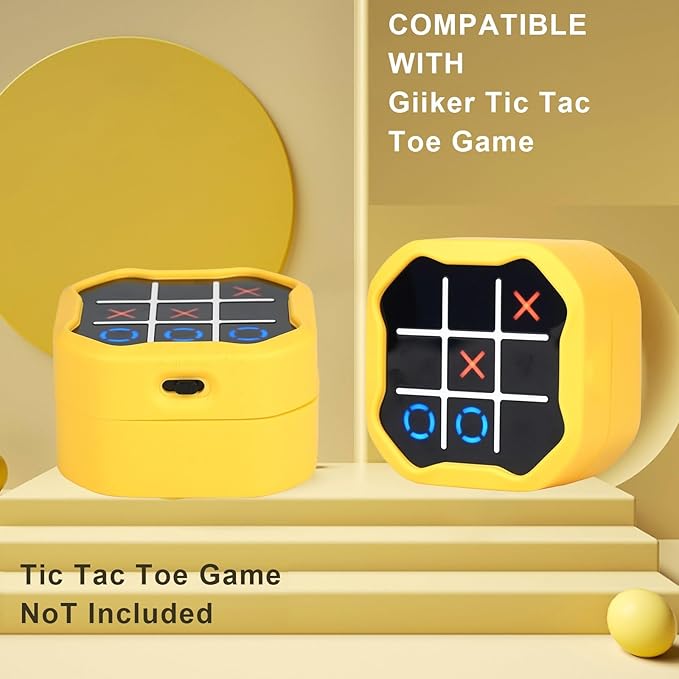 YouKnow Silicone Case Compatible with GiiKER Tic Tac Toe Bolt Game 3-in-1 Handheld Puzzle Game Console, Fidget Toys Board Games Cover for Kids and Adults (Case Only) (Yellow)