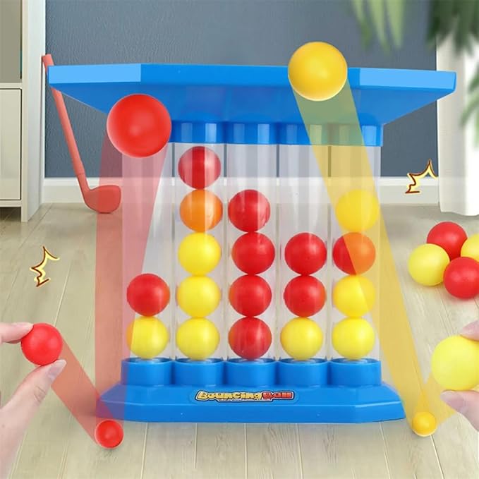 Bounce Ball Game Family Party Games for Adults, Connect The Balls of Same Colour in a Row, Tabletop Jumping Ball Board Games, Fun Games Party Favors for Holiday (Blue)