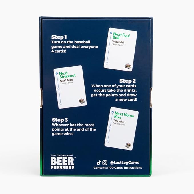 Beer Pressure The Last Leg - Live Baseball Drinking Game. Perfect for Game Days, Tailgates, Parties, and Pre Games.
