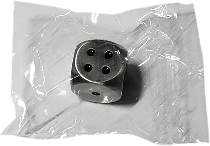 Set of (5) Solid Zinc Alloy Metal Polished Finish 16mm Dice, Rounded Corners with Black Velvet Cloth Pouch