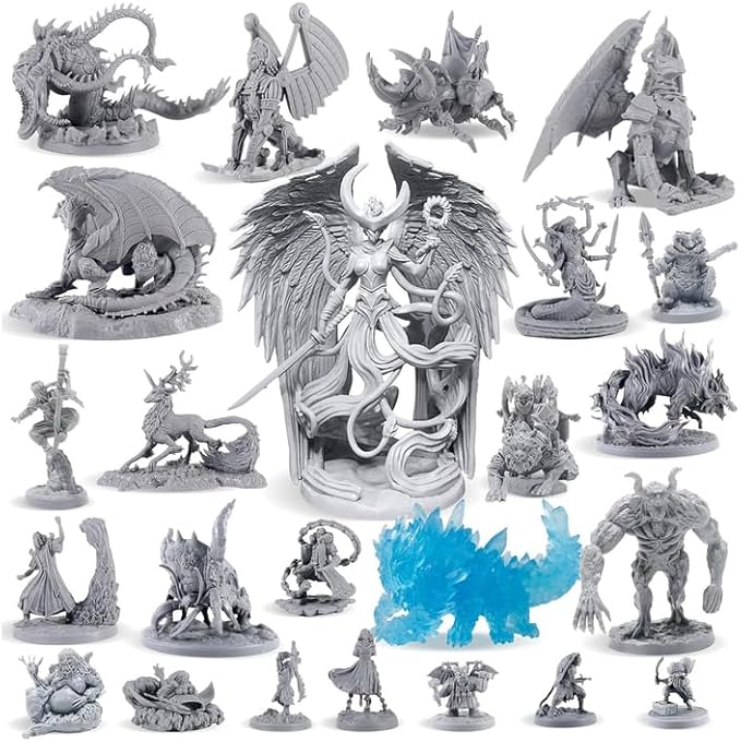 3D Minis Mega Bundle, Unpainted D&D Miniatures, D&D Miniatures, and Miniature Figures for Tabletop Games, Bulk Set of Fantasy Miniatures and DND Accessories for Players
