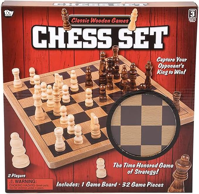 The Dreidel Company Classic Wooden Board Games, Great for Prizes, 10" (10" Wooden Chess)