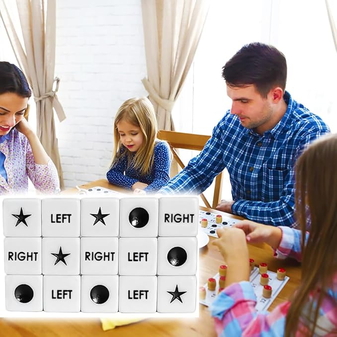 ZLIXING 15 Pcs Dice for Left Right Center Dice Game Prime Only Dice Family Board Games Accessories