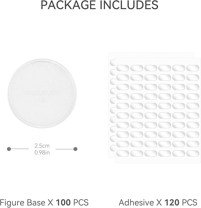 100PCS Miniature Bases+120PCS Adhesive, 25mm or 0.98inch Round Clear Black Plastic Model Bases for Gaming Miniatures Collectible War Table Game or Wargames Board Game