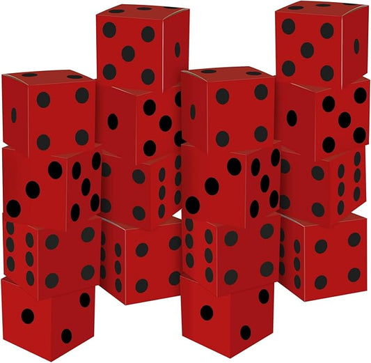 16PCS Large Casino Dice Boxes 11 Inch Casino Theme Party Decoration Jumbo Giant Dice Favor Boxes Bulk for Board Game Night Table Centerpiece Las Vegas Graduation Prom Birthday Party Supply, Red