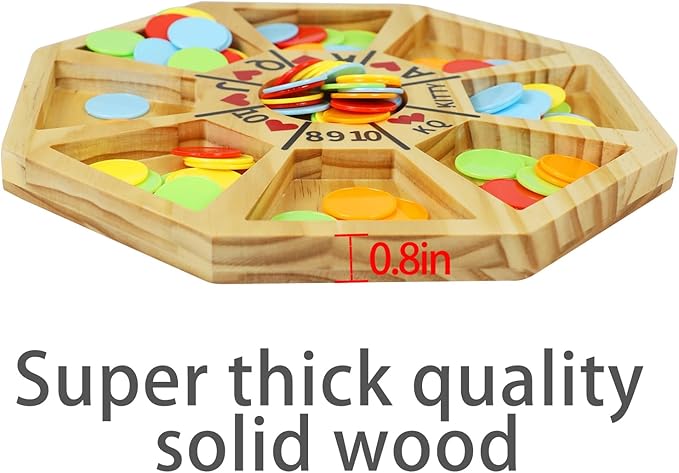 Michigan Rummy Game Deluxe Set Perfect Blend of A Royal Game of Hearts Rummy Poker Wooden Tripoley Board Game Betting Bluffing Game Classical Family Card Game for 100 Chips（Walnut）
