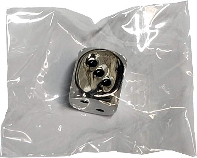 Cyber Deals Set of 5 Solid Zinc Alloy Metal Polished Finish 16mm Dice, Rounded Corners with Black Velvet Cloth Pouch Silver with Black Dots
