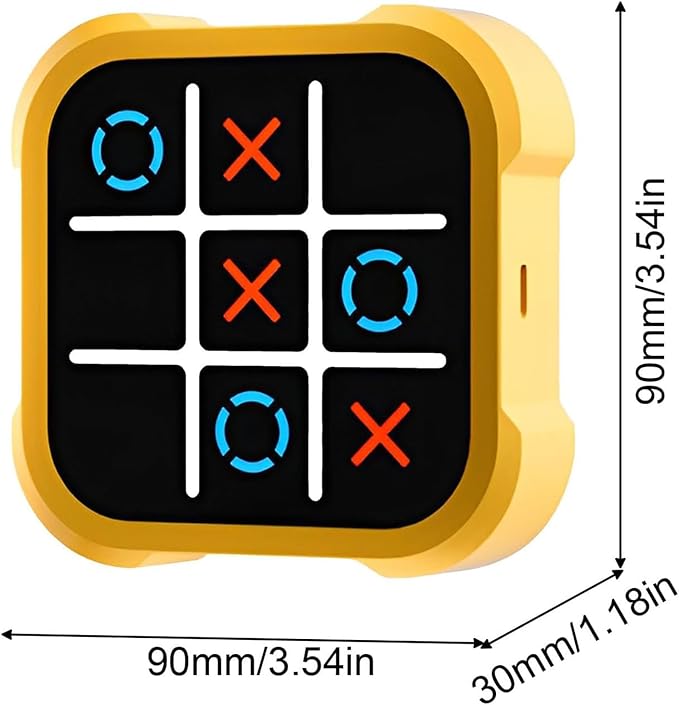 Tic Tac Toe Game, Electronic Tic Tac Toe Game, Tic Tac Toe Electronic Game, Chess Board Game, Interactive Portable Game Set, for Family, Friends (Yellow)