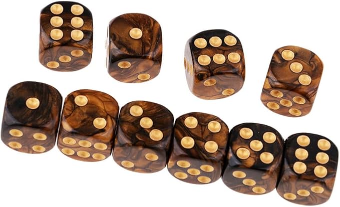 20PCS Polyhedral Dice D6 Dice 16mm Acrylic 6 Sided Dice Game Dice for RPG MTG DND Dice Table Games (Green Black and Black Gold)