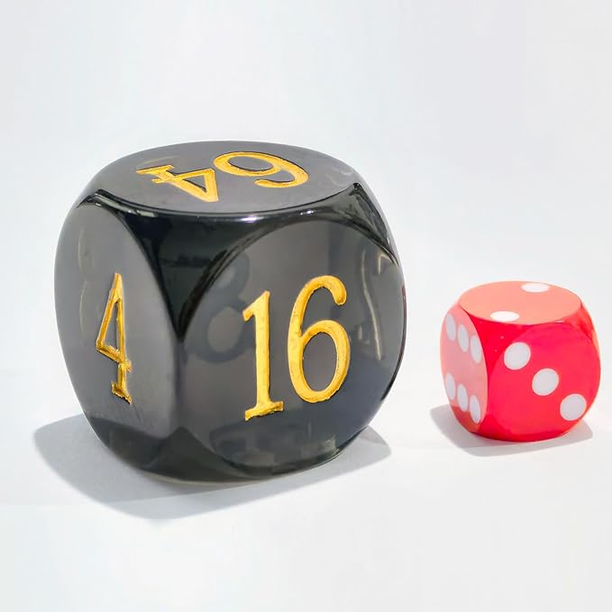 Big Translucent Backgammon Doubling Cube Dice 30MM, Large Backgammon Doubling Number Dice 1 3/16", Translucent Smoke