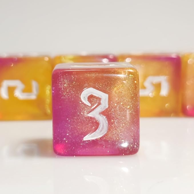 10 PC D6 dice 16mm Acrylic Dice Set for RPG MTG DND Dice Table Games and Board Games (Purple+Gold)
