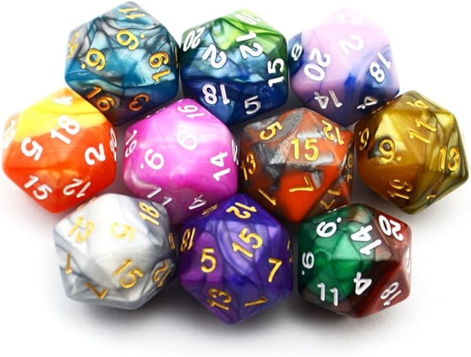SmartDealsPro 10-Pack 20 Sided Dice D20 Polyhedral Dice for DND RPG MTG Table Game (Double Color)