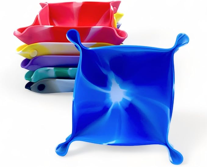 Luck Lab Board Game Storage Bowls, 6-Pack | Folding Tray Accessory Holds Tabletop Bits, Chits, Pieces | Swirl Colors | Bonus Storage Bag